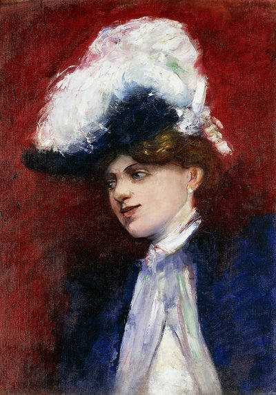 Tüylü Şapkalı Zarif Kadın; Tüylü Şapkalı Elegant Lady, c.1905 by Lesser Ury