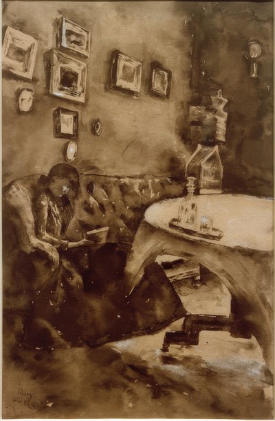 Bir bayan okuma ile iç by Lesser Ury