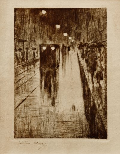 yağmurda Leipziger Strasse by Lesser Ury