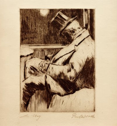 Sabah havası: silindir şapkalı uykuda beyefendi by Lesser Ury