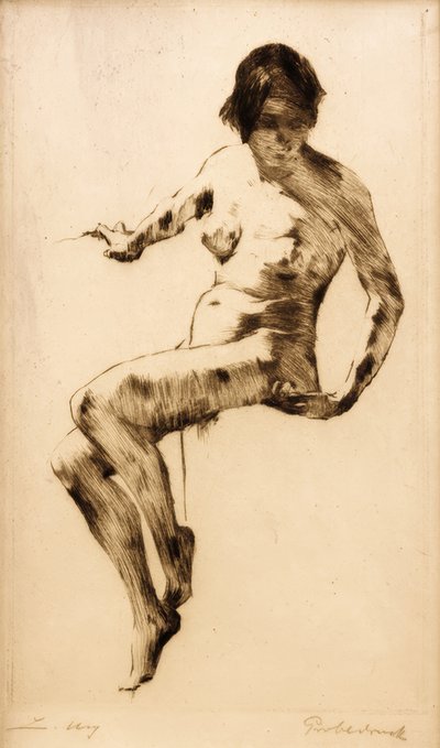oturan kadın çıplak by Lesser Ury