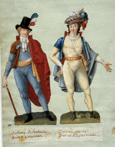 Fransız Devrimi: taklit edilmemiş fantezi devrimcilerinin kostümleri. Guaj des freres Lesueur (18. yüzyıl) by Lesueur Brothers