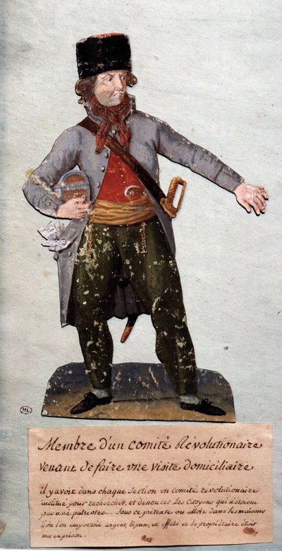 Fransız Devrimi: “” Devrimci Komite üyesi”” Gouache des freres Lesueur (18. yüzyıl). Musee Carnavalet, Paris by Lesueur Brothers