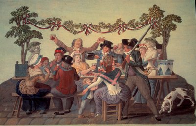 1789 Fransız Devrimi: “Cumhuriyet Yemeği”. Guaj des freres Lesueur (18. yüzyıl) by Lesueur Brothers
