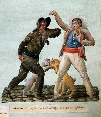 Fransız devrimi: savaşan iki vatandaş. Guaj des freres Lesueur (18. yüzyıl) by Lesueur Brothers