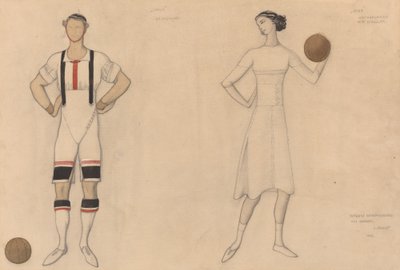 "Jeux" için Kostüm Çalışması by Lev Samoilovich Bakst