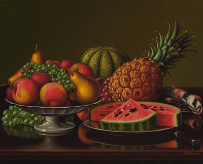 Meyveli Natürmort (tuval üzerine yağlı boya) by Levi Wells Prentice