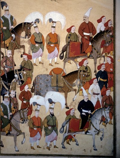 OSMANLI İMPARATORLUĞU: "Yeniçerilerin (Yeniçeri) komutanın atıyla geçit töreni" by Levni Levni