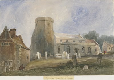 Dilhorne Kilisesi: sulu boya ve [c 1830-1840] (resim) by Lewis John Wood
