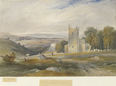 Grindon Kilisesi: sulu boya ve [c 1830-1845] by Lewis John Wood