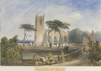 Ipstones Kilisesi: sulu boya ve [c 1830-1840] by Lewis John Wood