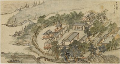 Beş Geyik İnziva Yeri, 17. yüzyılın başlarında. by Li Shida