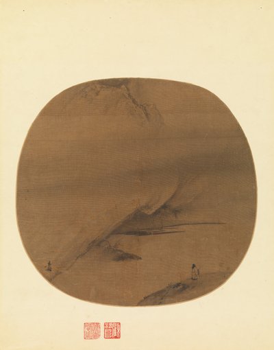 Bir bataklık kıyısında gezinen şair, 13. yüzyılın başlarında. by Liang Kai