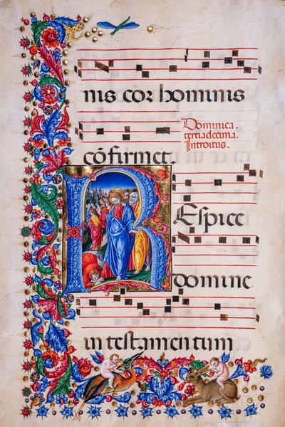 Piccolomini Kütüphanesi: koro kitabı, morina. 24.9, ff. 67v ile “Cüzzamlının İyileşmesi”, Liberale da Verona (yaklaşık 1445 - 1527/9). by Liberale da Verona