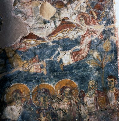Melek ve Azizler, Agios Georgios manastırında fresk, Diavaide, Girit, Yunanistan (fotoğraf) by Unbekannt Unbekannt
