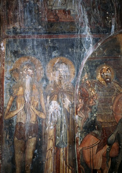 İsa ve azizler, Agios Ioannis kilisesinde fresk, Kantanos, Girit, Yunanistan (fotoğraf) by Unbekannt Unbekannt