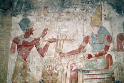 Mısır, Abydos, Firavun Seti I Tapınağı, Osiris Şapeli. Detay, boyalı kabartma, Yeni Krallık, Hanedan XIX by Unbekannt Unbekannt