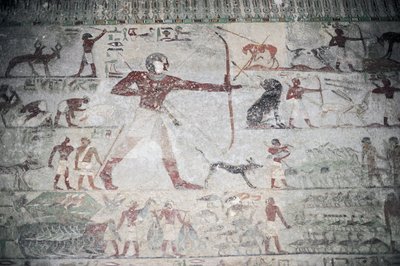Mısır, Beni Hasan Nekropolü, III. Khnumhotep Mezarı, av sahnesini gösteren duvar resmi by Unbekannt Unbekannt