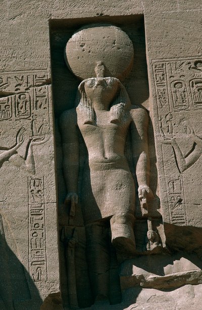Mısır, Nubia, Abu Simbel, Büyük Ramses II Tapınağı, cephe, güneş tanrısı Ra