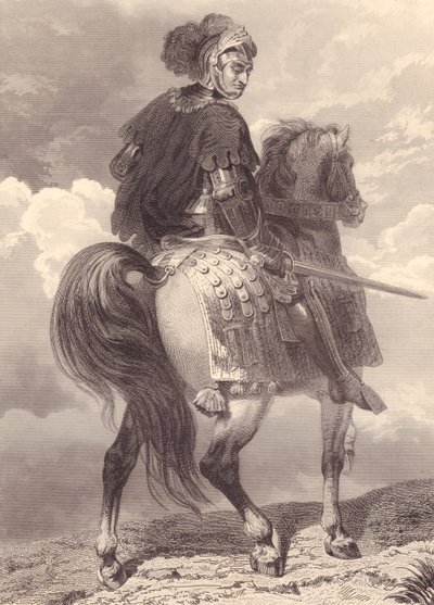 İtalyan askeri lider ve politikacı Gian Giacomo Trivulzio (1440-1518), gravür, 22x16 cm, Galerie Historique de Versailles, Histoire de France, Charles Gavard Publisher, Paris, yaklaşık 1840 by Unbekannt Unbekannt