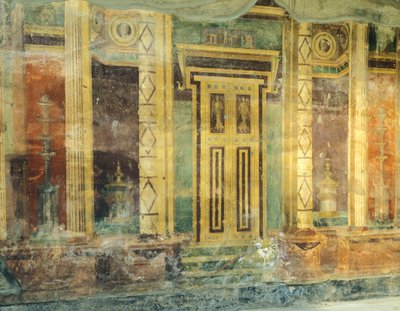 İtalya, Campania, Oplonti, Torre Annunziata arkeolojik alanı, Roman Villa Poppaea, Büyük Salon, İkinci Pompeian Tarzında sütunlu Fresk by Unbekannt Unbekannt