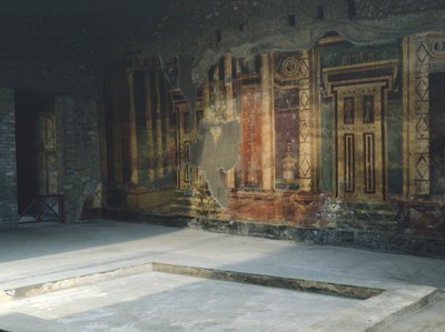 İtalya, Campania, Oplonti, Torre Annunziata arkeolojik alanı, Roman Villa Poppaea, İkinci Pompeian Tarzında mimari motifli freskler by Unbekannt Unbekannt