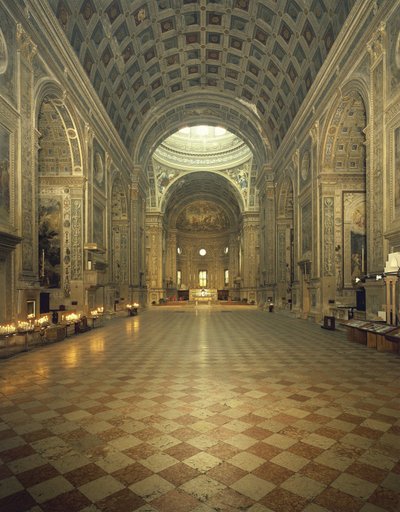 İtalya, Lombardiya, Mantua, Ludovico II Gonzaga tarafından yaptırılan mimar Leon Battista Alberti tarafından tasarlanan Saint Andrew Bazilikası by Unbekannt Unbekannt