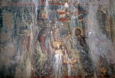 İsa ve ayakların yıkanması, Bizans kilisesi Agios Athanasios