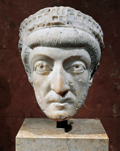 Doğu Theodosius II Roma imparatorunun mermer başı by Unbekannt Unbekannt