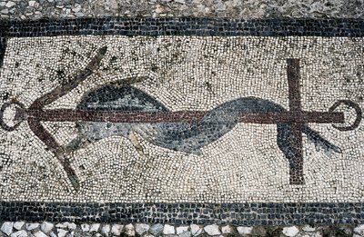 Yunus ve çapayı betimleyen mozaik, Delos adası (UNESCO Dünya Mirası Listesi) by Unbekannt Unbekannt
