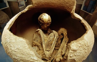 Seramik vazoda mumya. Atacama uygarlığı, Paleolitik. by Unbekannt Unbekannt