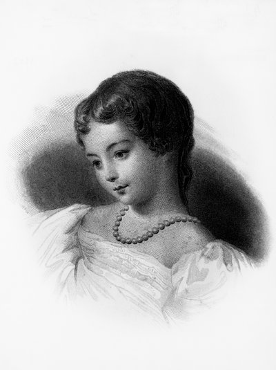 Augusta Ada Byron, Lovelace Kontesi (1815-1852), İngiliz matematikçi ve yazar portresi, ilk bilgisayar programcısı olarak kabul edilir, gravür by Unbekannt Unbekannt