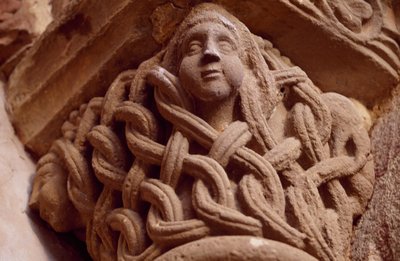 İspanya, Navarre, Leyre Kutsal Kurtarıcı Manastırı, Porta Speciosa, Dekore edilmiş sermaye by Unbekannt Unbekannt