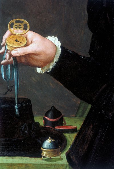 Saat tutan bir adamın portresinden Saatler, Bilek, Analog Detay, c 1558 by Unbekannt Unbekannt