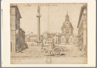 Trajan Sütunu ve S. Maria di Loreto Prospetto della Colonna Traiana ile Roma manzarası (nesnedeki başlık) by Lievin Cruyl