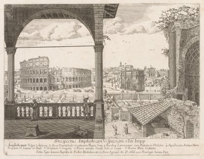 "Roma Şehri'nin Locurus Görünümü"nden Il Colosseo e l'Arco di Costantino by Lievin Cruyl