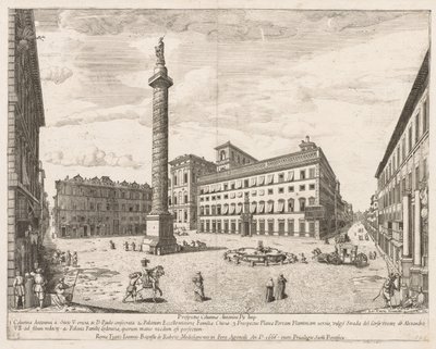 "Prospectus Locurum Urbis Romae Insign[ium]"dan Piazza Colonna by Lievin Cruyl