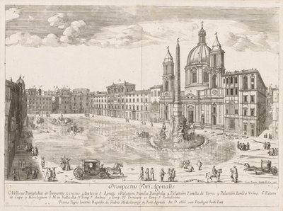 "Prospectus Locurum Urbis Romae Insign[ium]'dan Piazza Navona by Lievin Cruyl