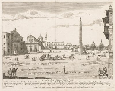 "Prospectus Locurum Urbis Romae Sign[ium]"dan Piazza del Popolo by Lievin Cruyl