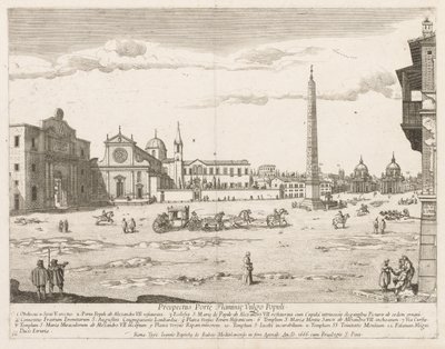 Roma Şehri Lourum Prospektüsünden Piazza del Popolo, 1666. by Lievin Cruyl