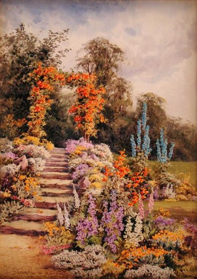 Basamaklı Bahçe (kağıt üzerine sulu boya) by Lilian Stannard