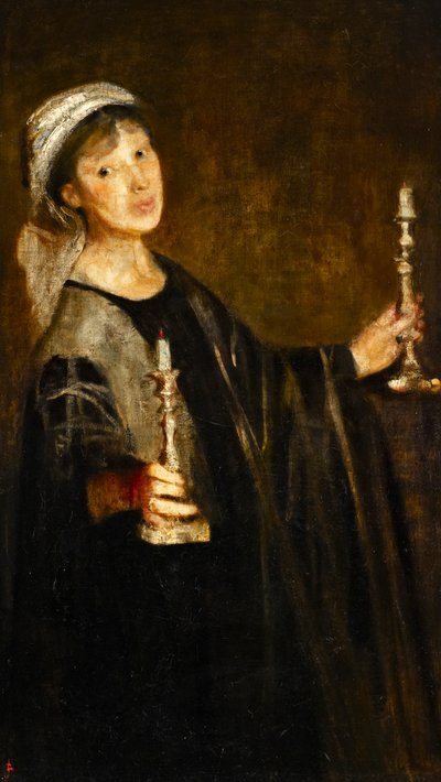 Mumlarla Otoportre, c.1906 (tuval üzerine yağlıboya) by Lily Delissa Joseph