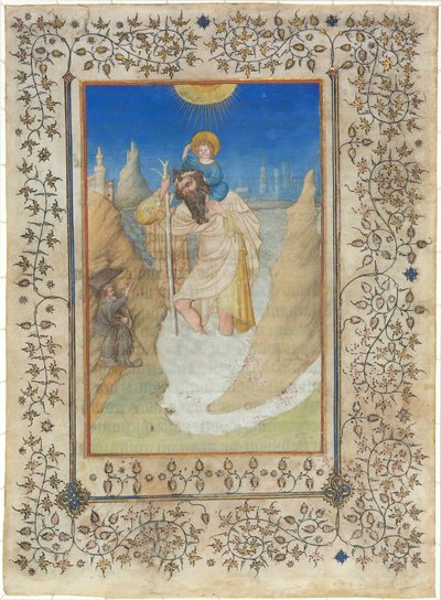 Aziz Christopher Mesih Çocuğunu Taşıyan by Limbourg Brothers