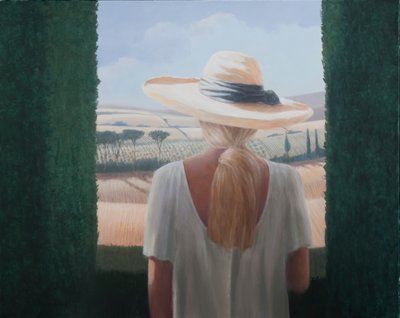 Kız, arkadan görünüm, Toskana, 2012 (tuval üzerine akrilik) by Lincoln Seligman