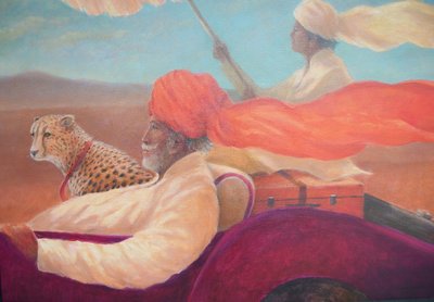 Maharaja, şemsiyeli çocuk + çita by Lincoln Seligman