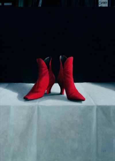 Red Boots, 1995 (gemide akrilik) by Lincoln Seligman
