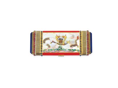 Art Deco makyaj çantası, c.1925 (emaye, sedef, yakut, safir, elmas, lapis lazuli ve altın) by Linzeler Marchak Linzeler Marchak