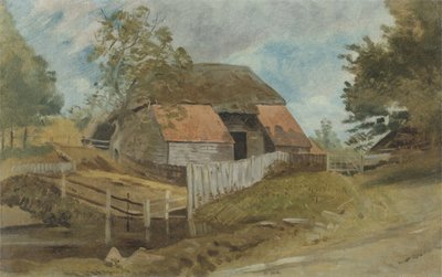 Old Barn, c.1855 (panelde yağ) by Lionel Constable