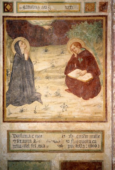 Saint Augustine of Hippo (354-430) ve Saint Monique, San Leonardo al Lago Hermitage, Monteriggioni by Lippo Vanni