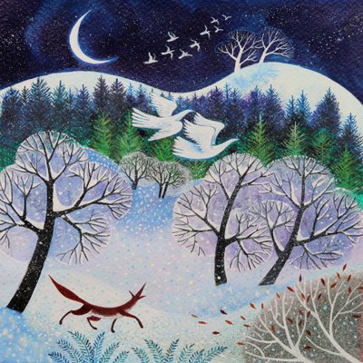 Cool Fox, 2021, (kağıt üzerinde akrilik) by Lisa Graa Jensen